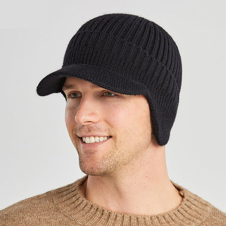 Close up of knitted texture on warm winter hat for cold weather