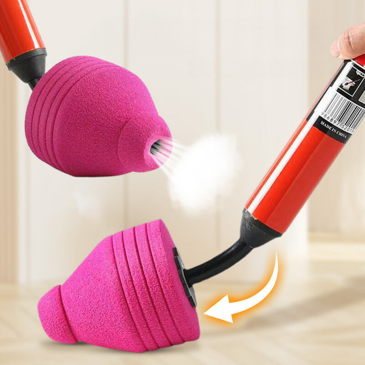 Close-up of high-pressure air blaster nozzle and attachment head