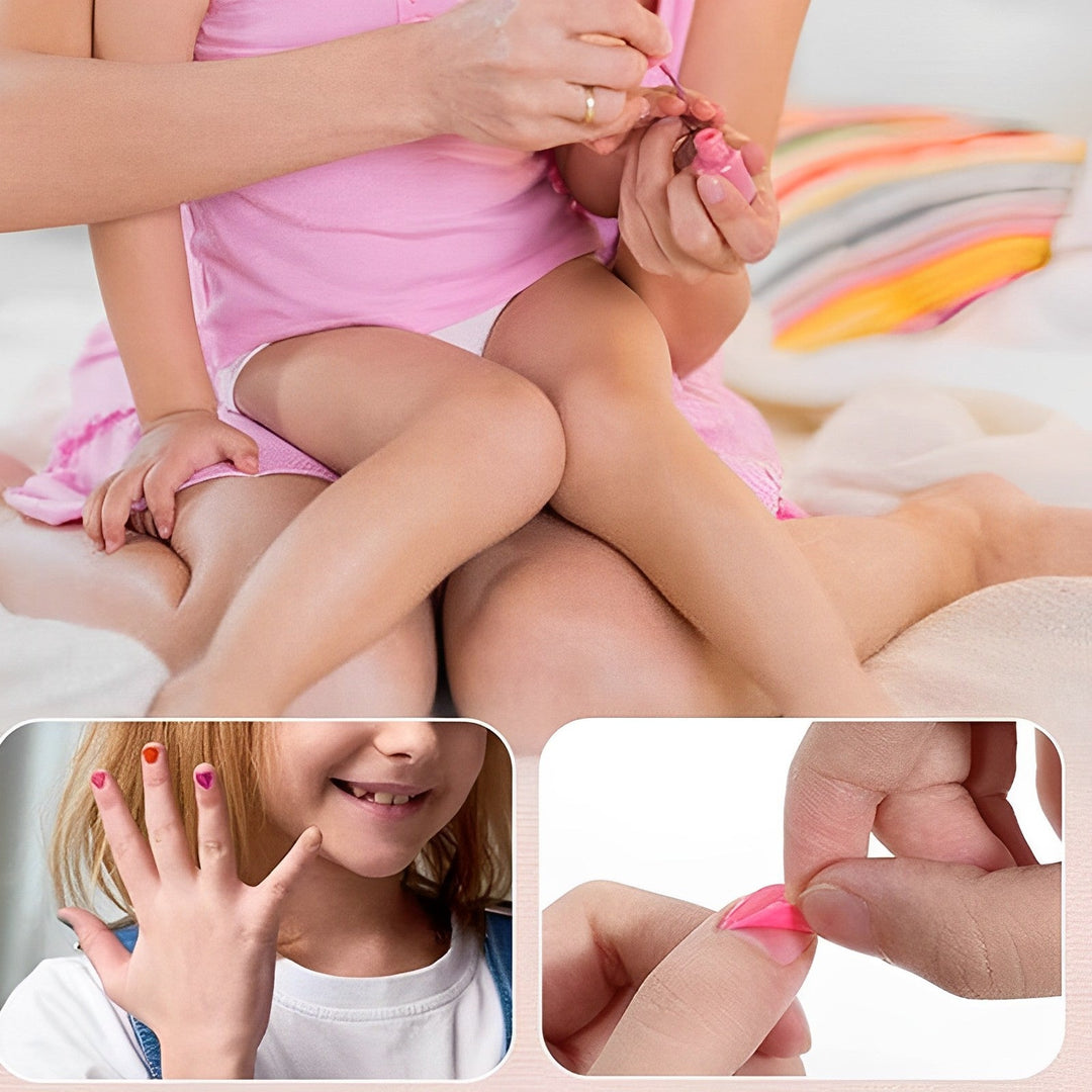 Kids makeup kit featuring sparkling lip gloss and gentle blushes