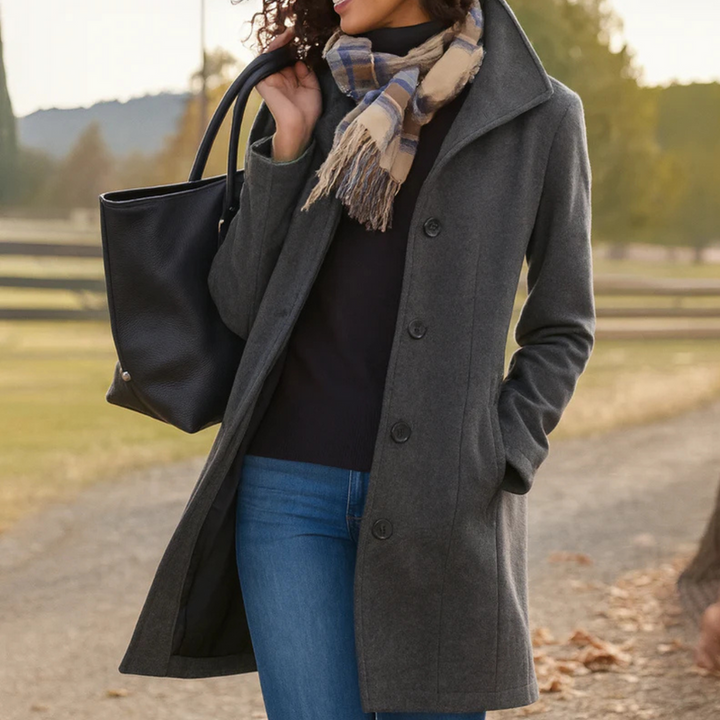 Casual chic womens coat with front button closure design