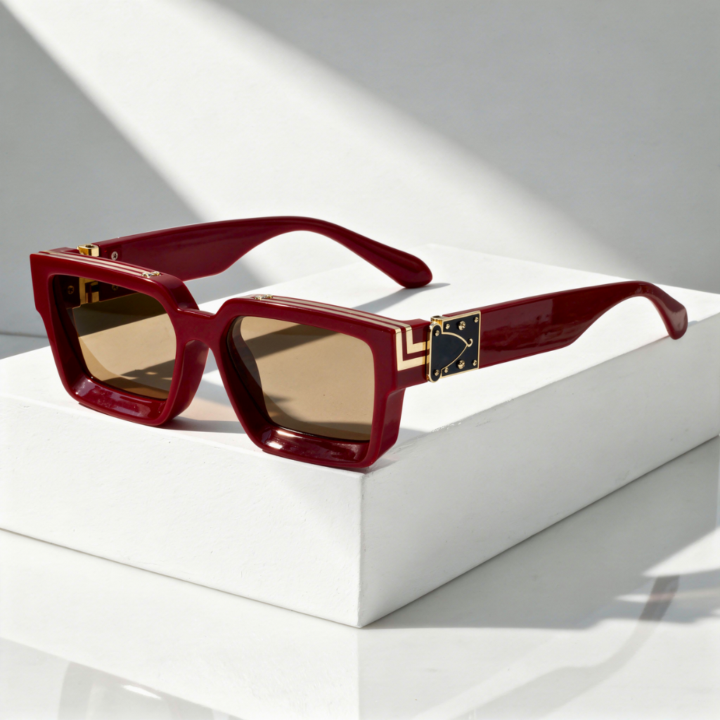 Unisex square sunglasses with UV400 protection viewed from the side
