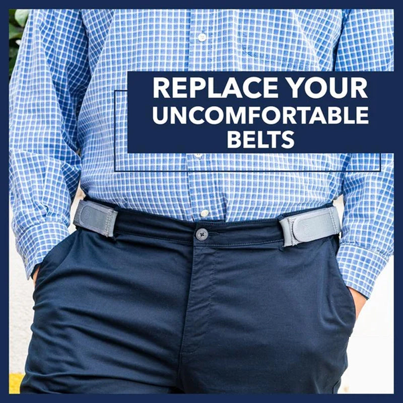 Flat lay of the comfortable flat elastic belt with metal snap closure