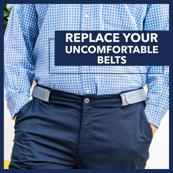 Flat lay of the comfortable flat elastic belt with metal snap closure