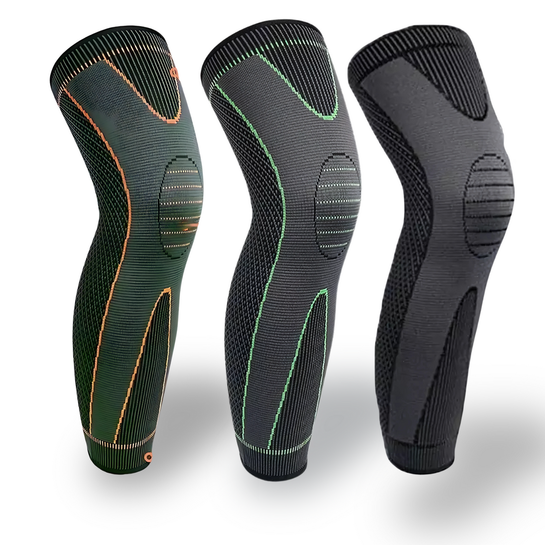 Folded knee support compression sleeve highlighting its lightweight and portable design