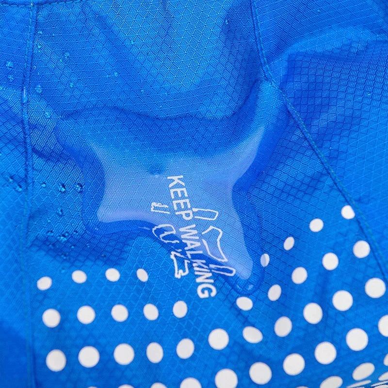 Close-up of the water-repellent fabric showing water droplets pooling on the surface