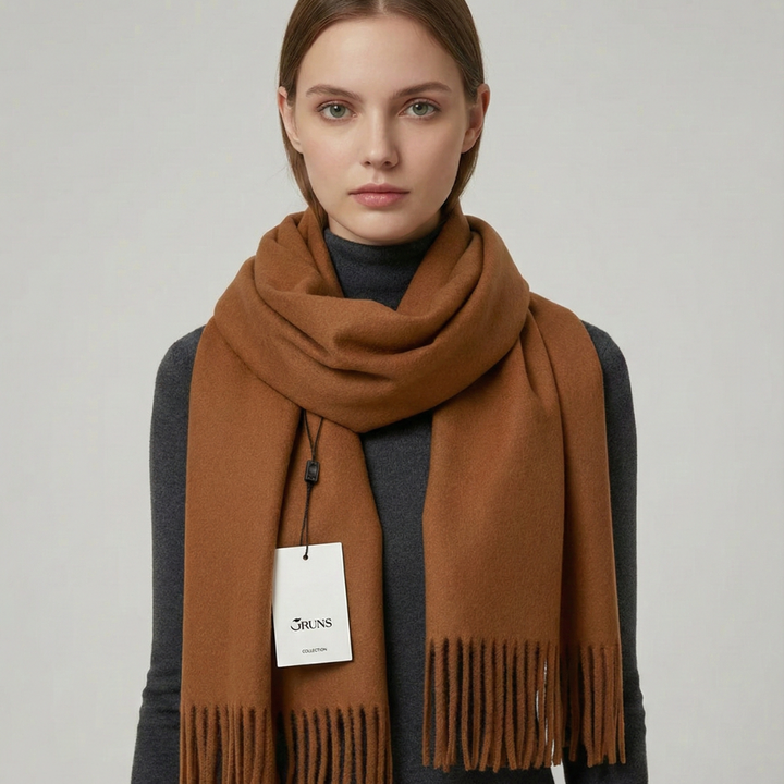 Thick warm winter wrap scarf in elegant neutral shade