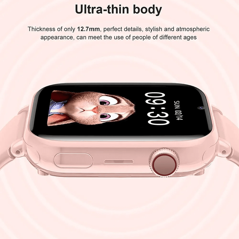 Black wearable kids smartwatch featuring integrated camera and safety button