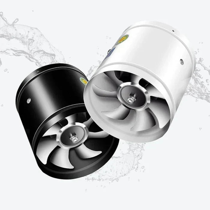 WhisperFlow exhaust fan angled view showcasing aerodynamic blades and quiet ventilation design