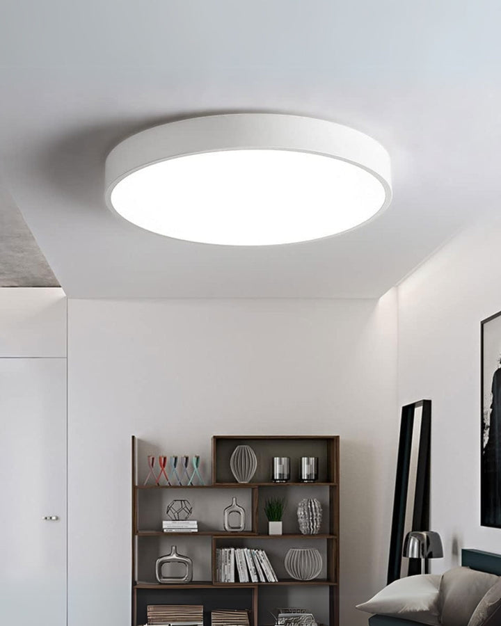 Architectural lighting element showing a simple circular LED panel