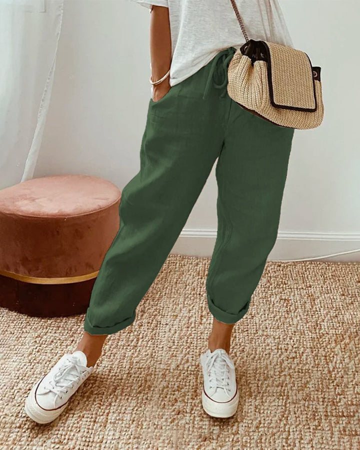 Breathable summer trousers featuring a high waist design