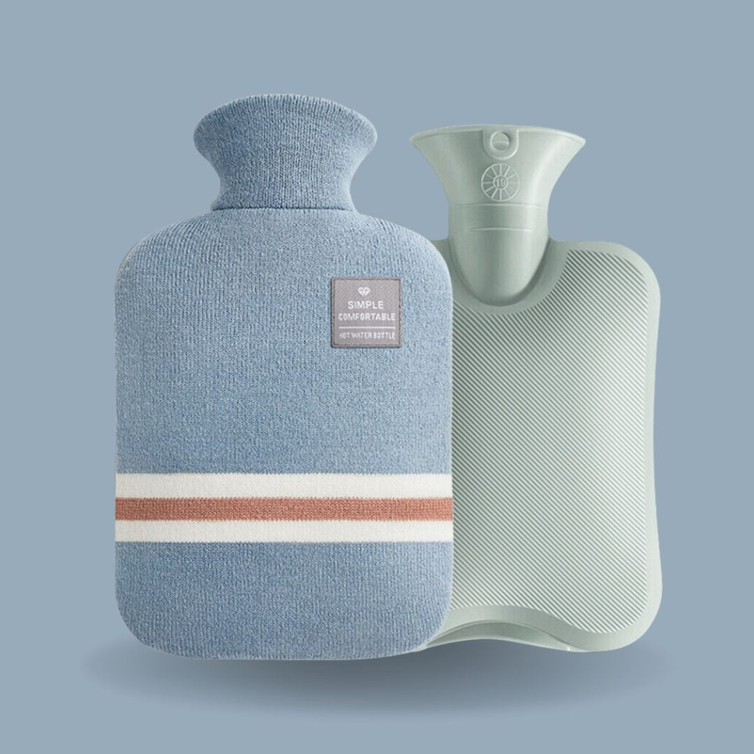Unisex hot and cold water bag with soft protective cover for therapy