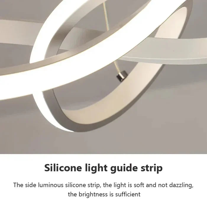 Close-up view of the silicone light guide strip on the WaveGlow LED ceiling lamp