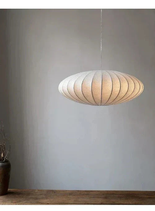 Silk pendant lamp shade detail showcasing premium fabric and texture