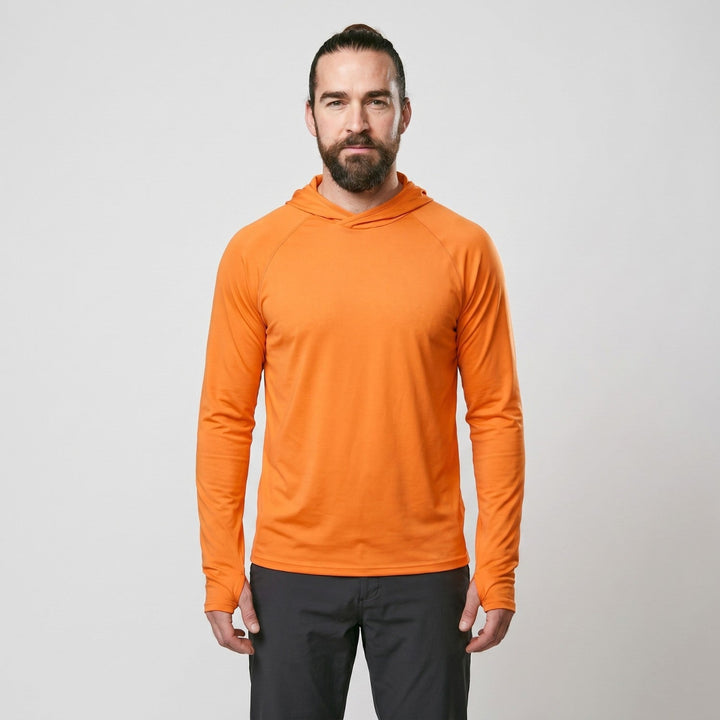 Stitch detail and moisture-wicking texture of men's athletic hoodie