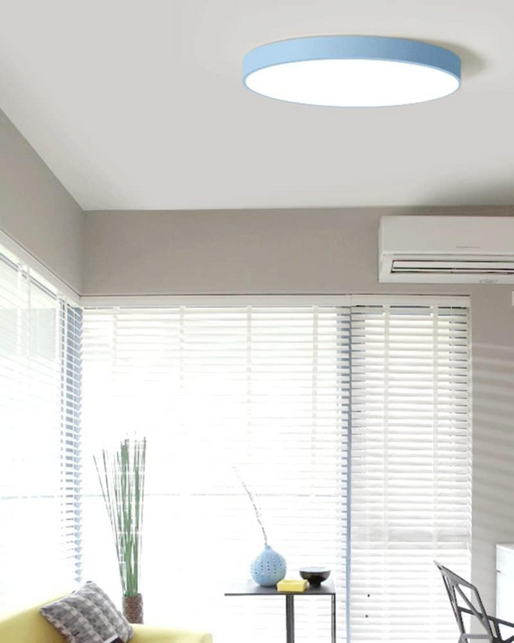 Side profile view of ultra thin LED flush mount ceiling light fixture