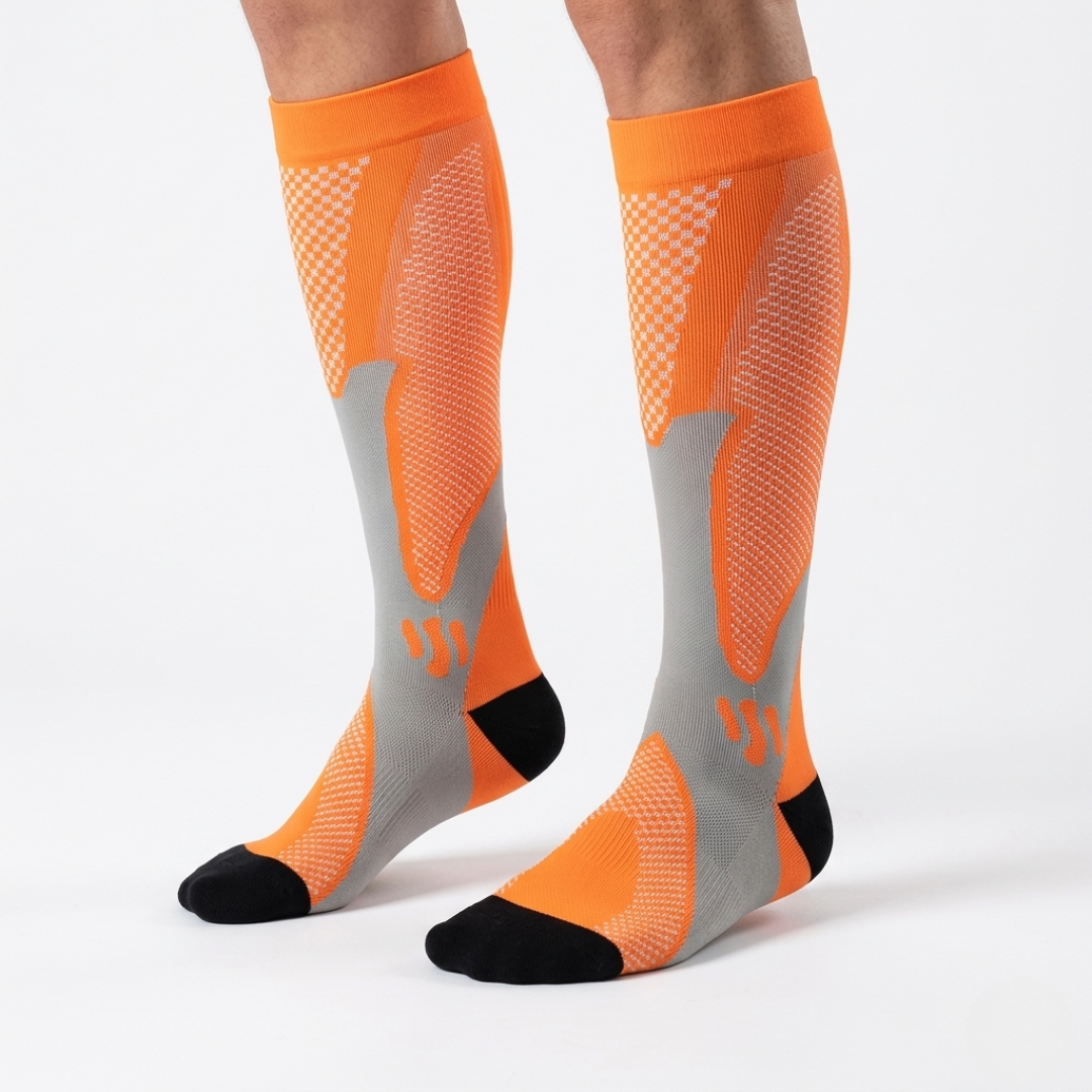 Sports compression socks designed for pain relief and muscle recovery