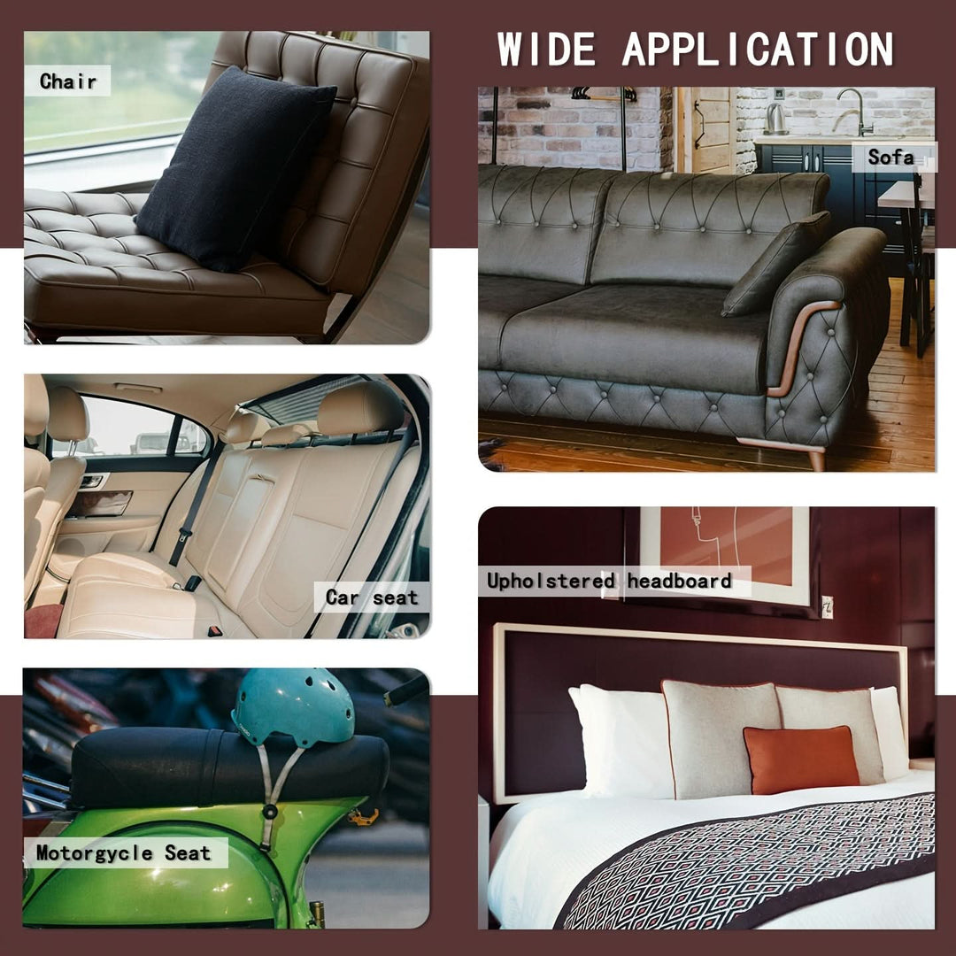 Step-by-step application of vinyl repair patch on a ripped couch