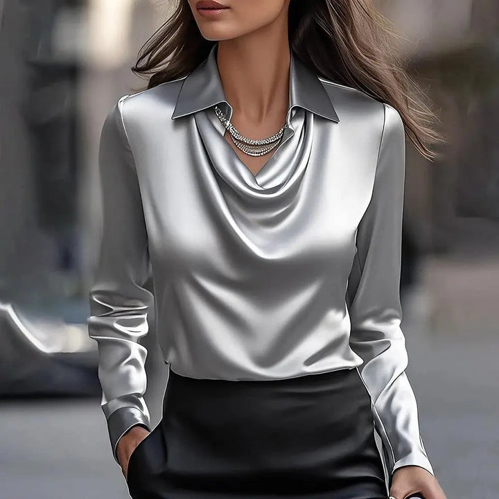 Fabric texture and quality close-up of the women's dress shirt