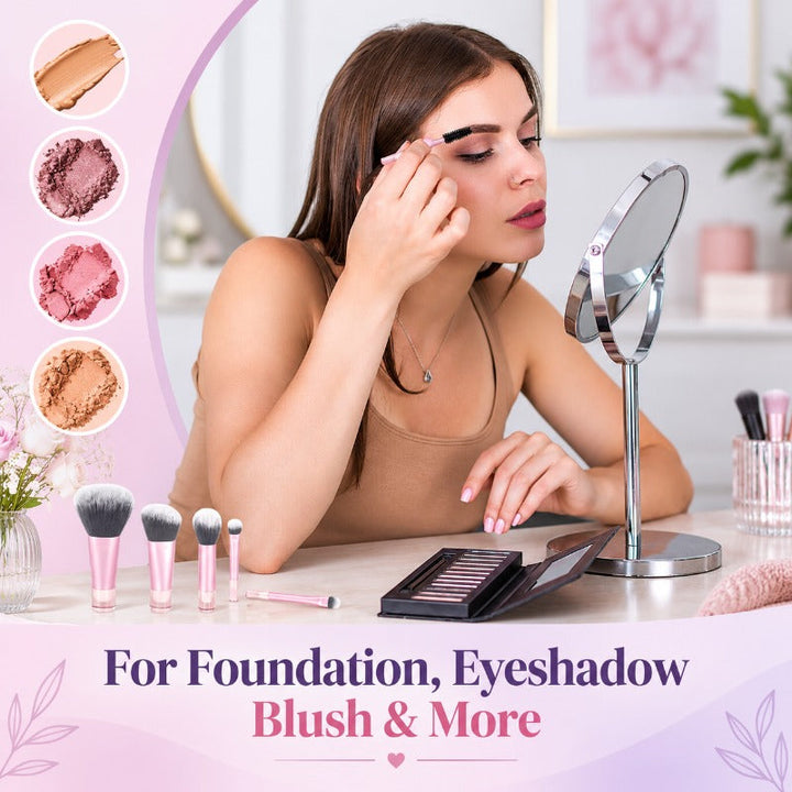Detailed shot of precision eye shadow and blending travel brushes