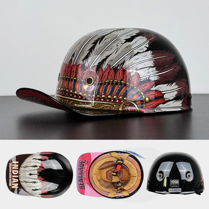 Top view of baseball cap style half helmet for riders