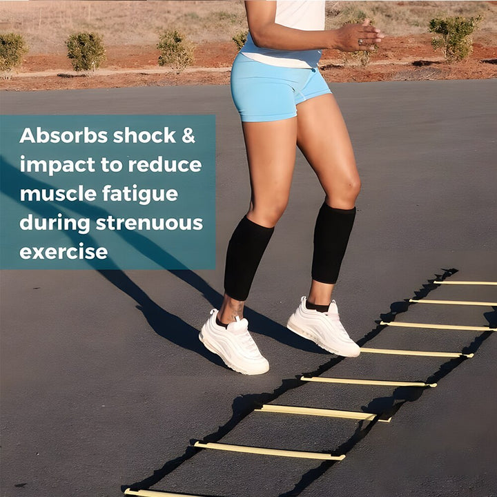 Flexible shin splint relief wrap worn on the lower leg
