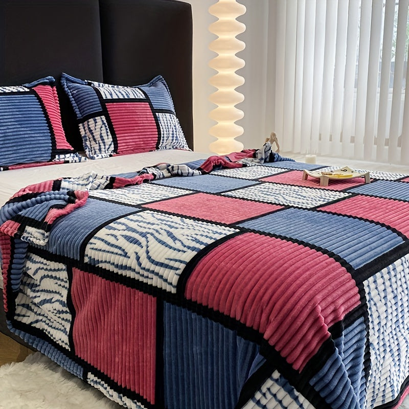 Cozy flannel fleece blanket folded neatly, showcasing soft texture and home decor style