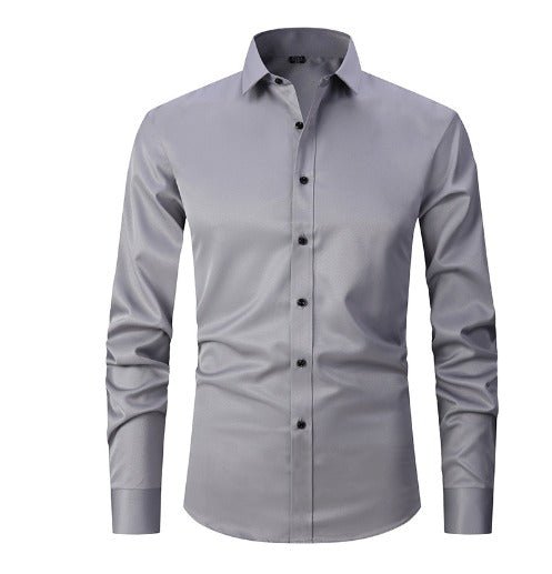 Close-up of smart casual long sleeve button-down dress shirt collar