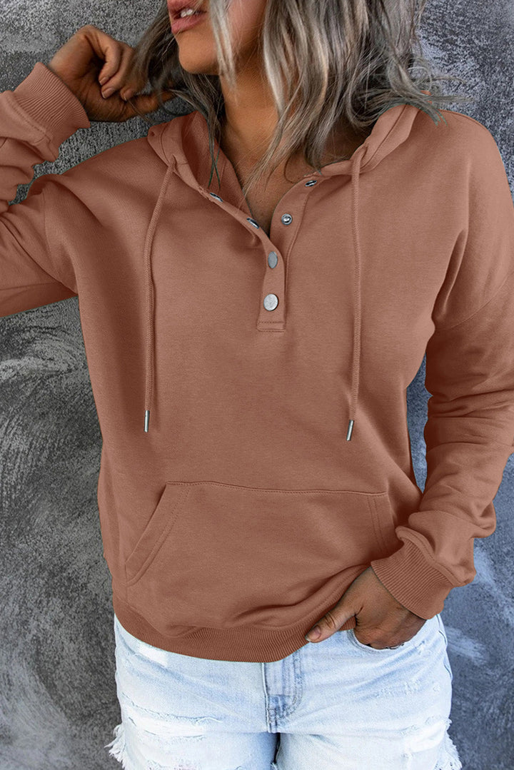 Soft lila cosy hooded sweater worn in natural light
