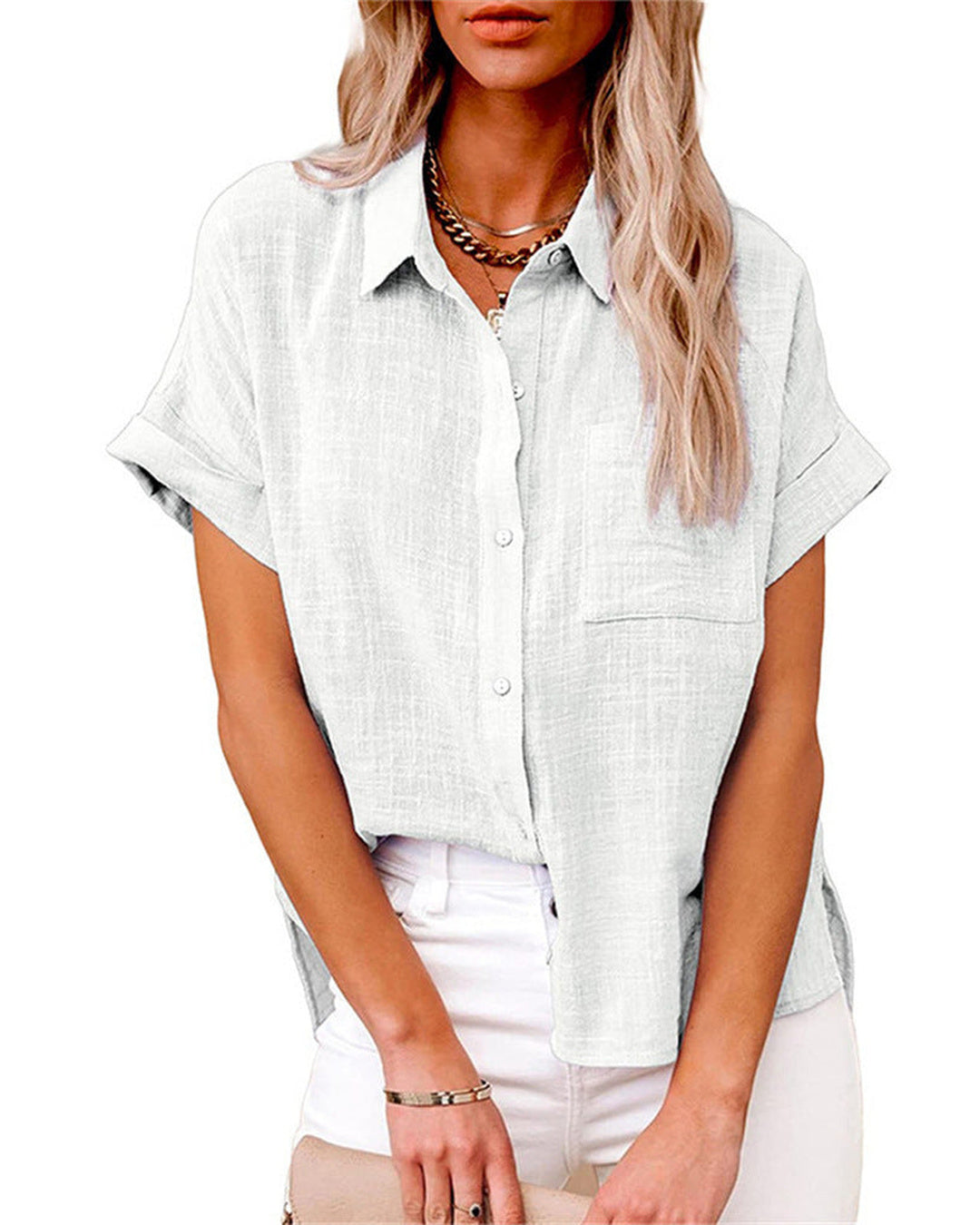Hemline and fit of Marguerite casual floral blouse for women