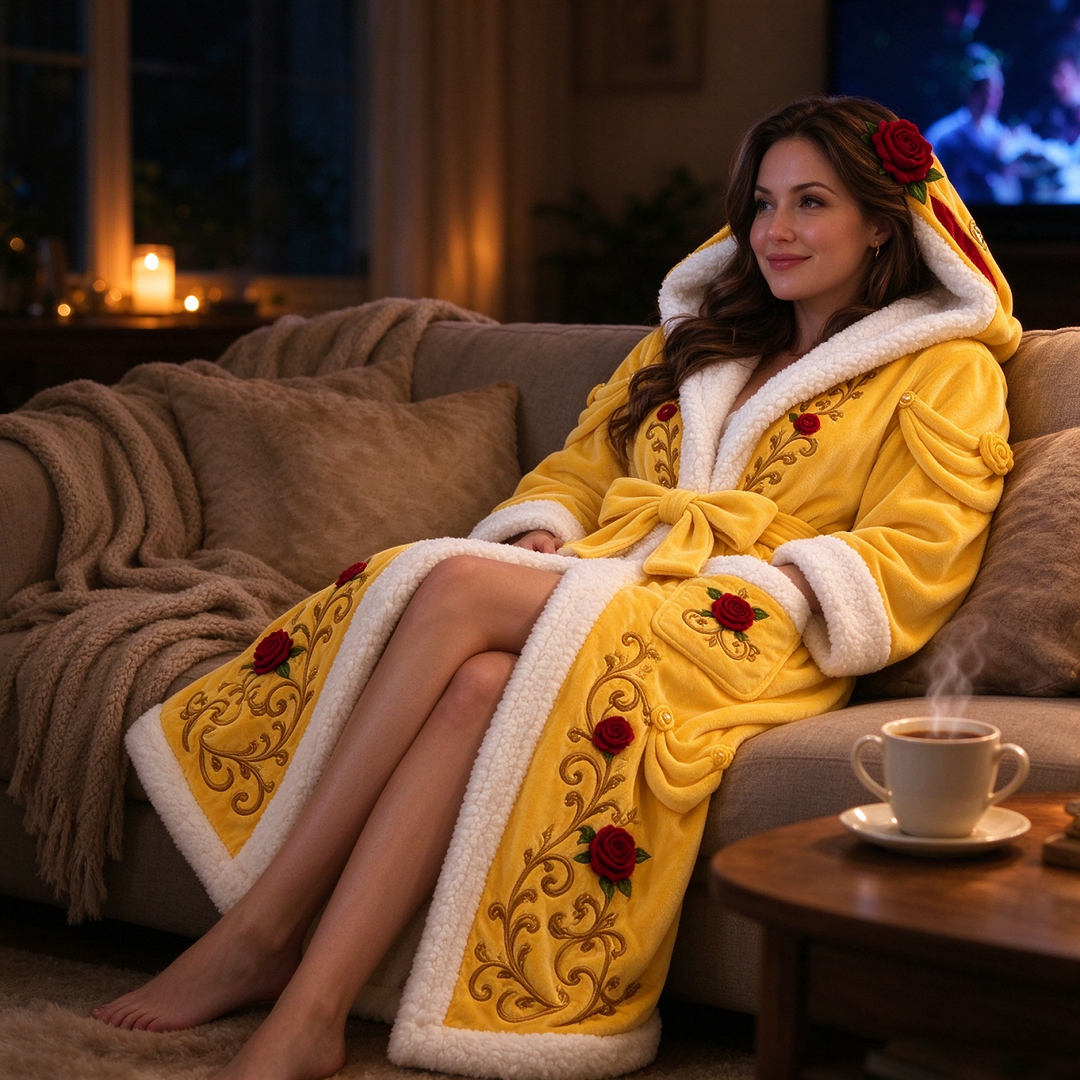 Women's princess heated robe loungewear in soft fleece for cozy winter relaxation