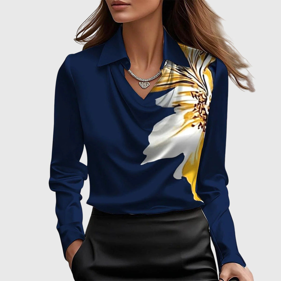 Detailed shot of fabric texture on stylish women's office wear top