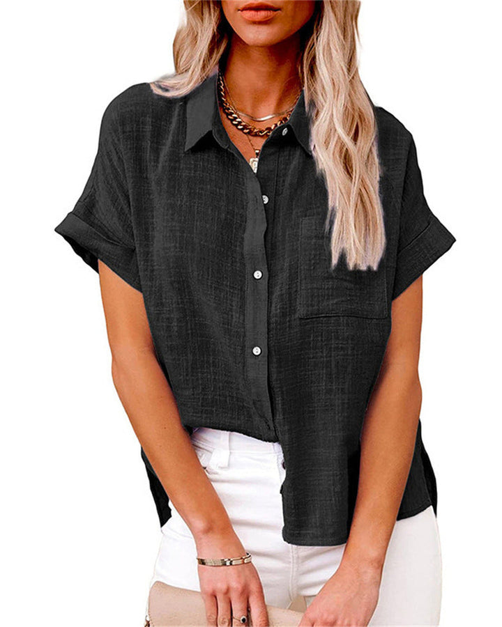Casual summer workwear top for women with floral print back view