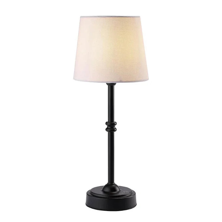 Cordless retro LED table lamp in matte black finish