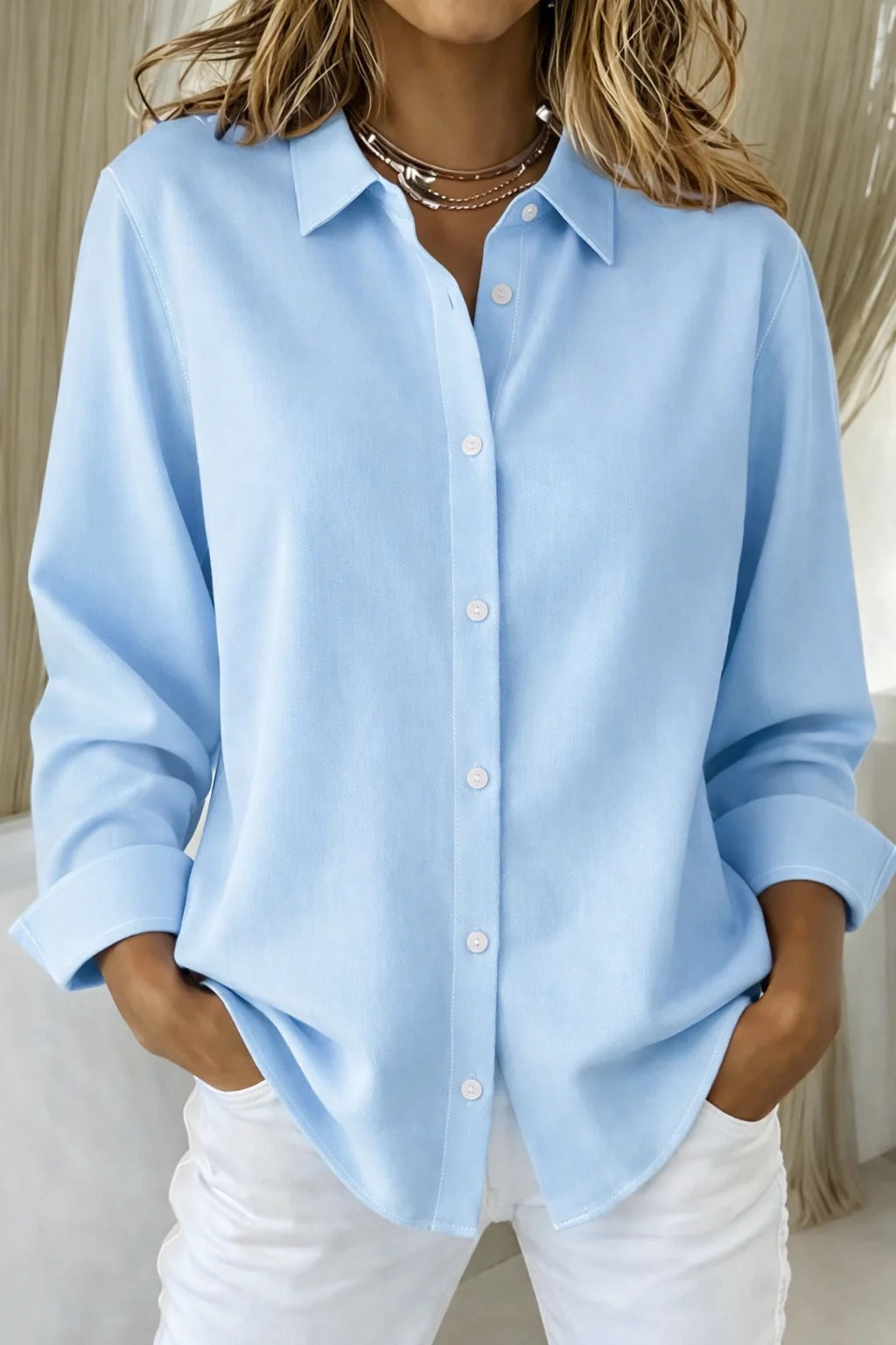 Stylish long sleeve blouse for women, versatile top for casual and office wear