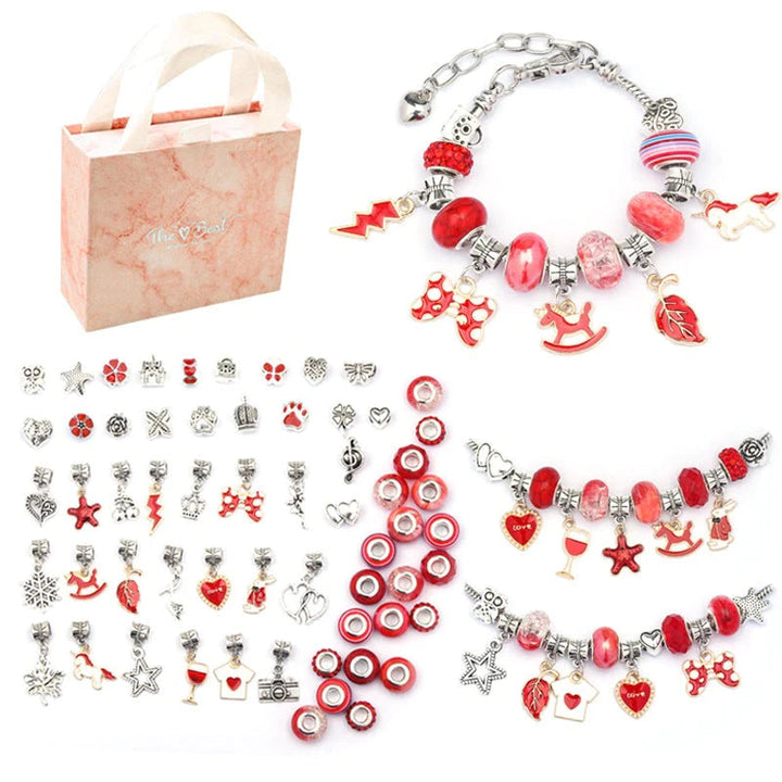 DIY bracelet making kit storage organizer filled with colorful beads