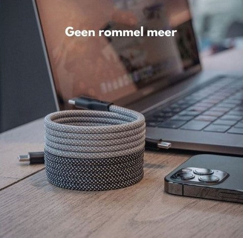 Durable nylon braided magnetic data cable showing flexibility and strength