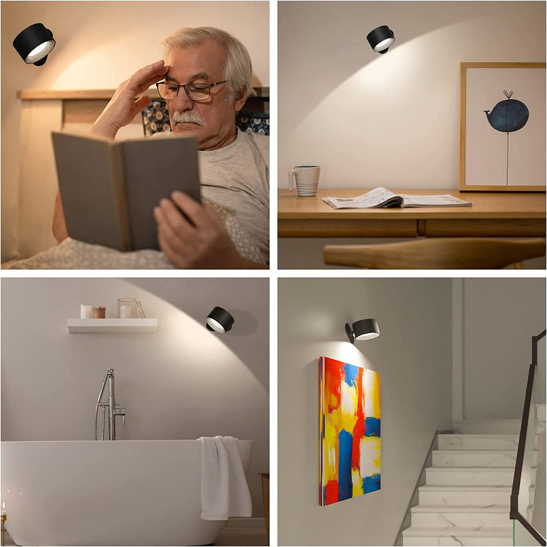 Rechargeable wireless wall light showing flexible lighting angle and home decor design