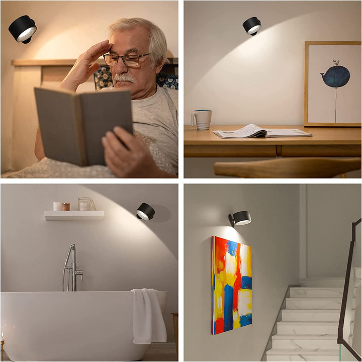 Rechargeable wireless wall light showing flexible lighting angle and home decor design