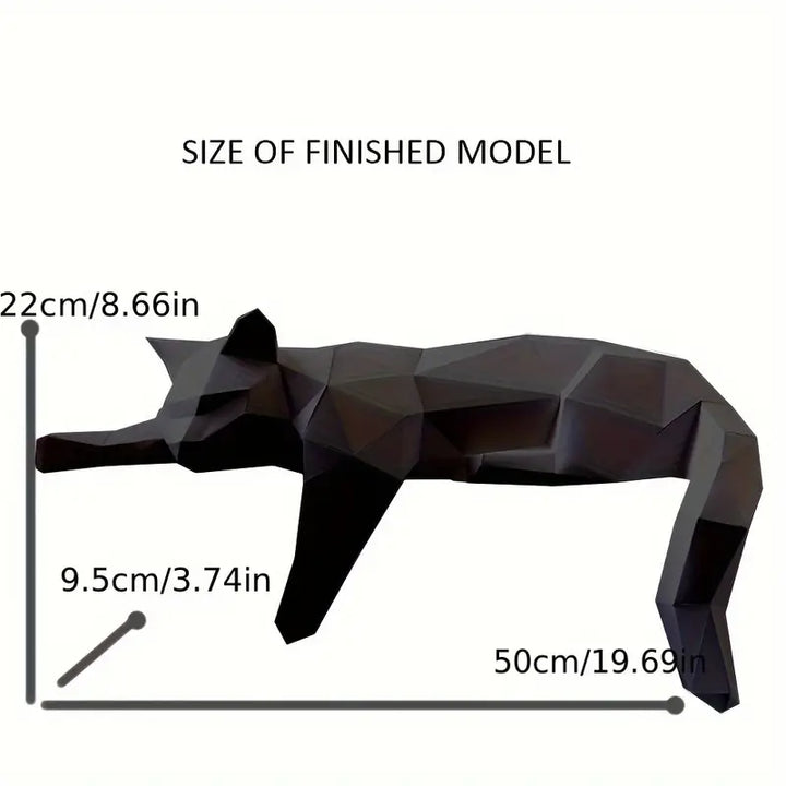 Dimensions diagram showing the length, height, and width of the cat statue