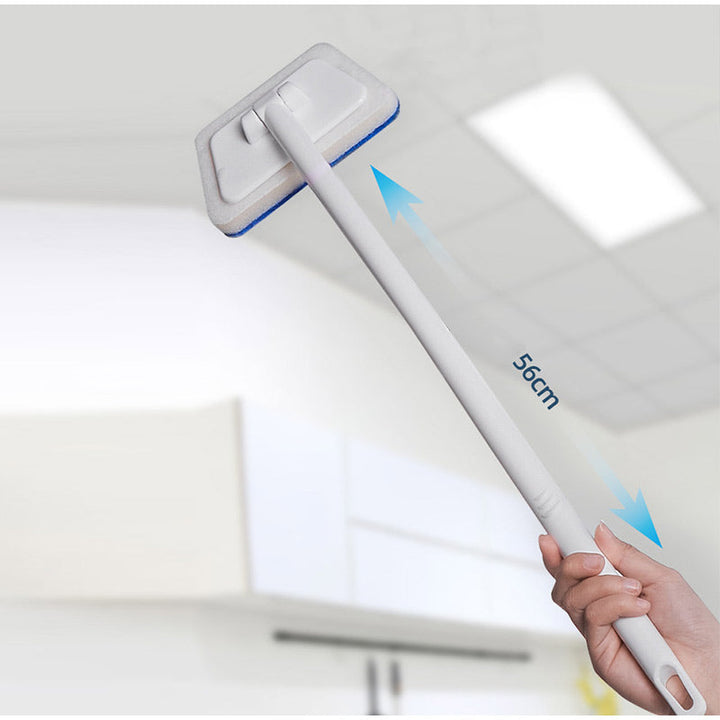 Durable tile scrubber and household cleaning tool with extended reach
