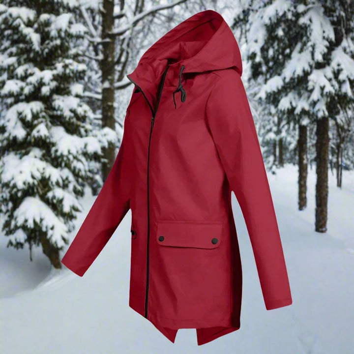 Hanging casual rain jacket showcasing lightweight waterproof fabric
