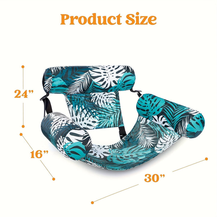 Multi-use inflatable water hammock pool float shown in resting position
