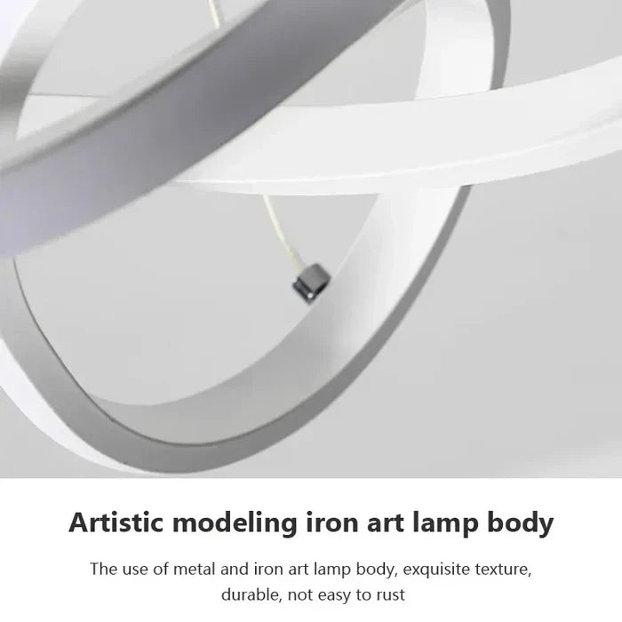 Energy saving LED ceiling light lit up brightly in a contemporary living room interior