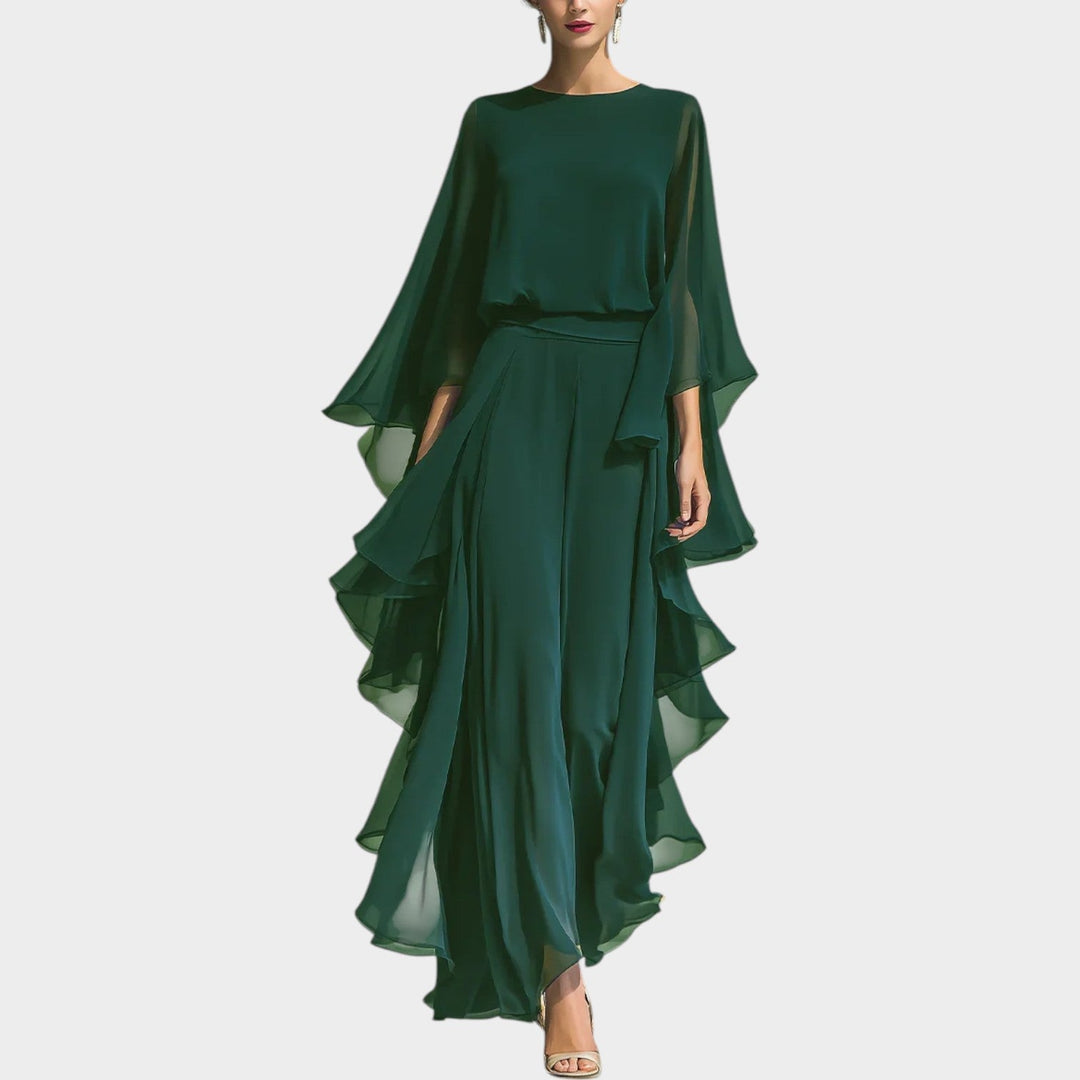 Elegant ruffled matching set for women in formal party wear design