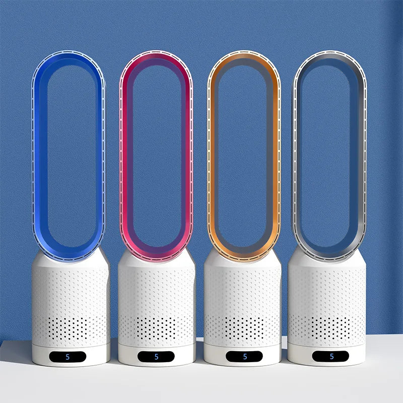 Close-up of the digital control touch panel on the portable bladeless desk fan