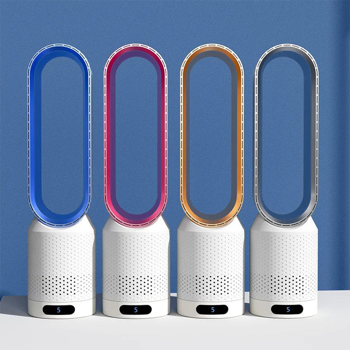Close-up of the digital control touch panel on the portable bladeless desk fan