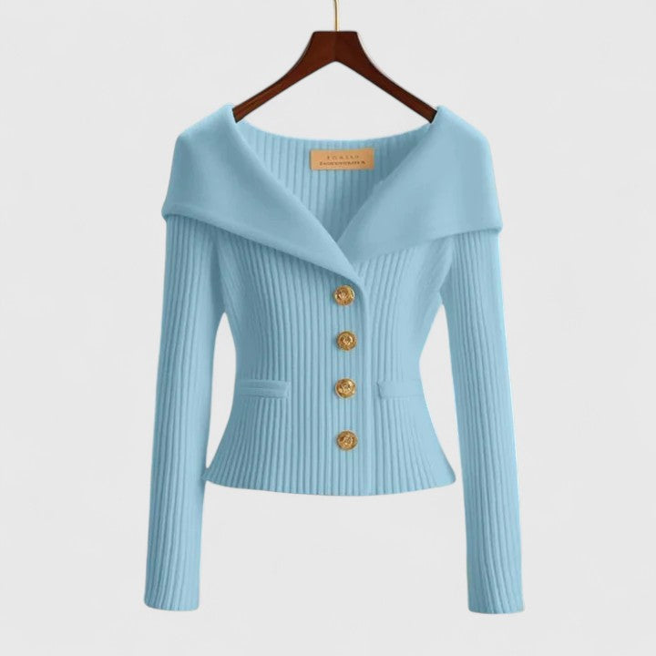 Jessulva | Women’s Ribbed Collar Cardigan