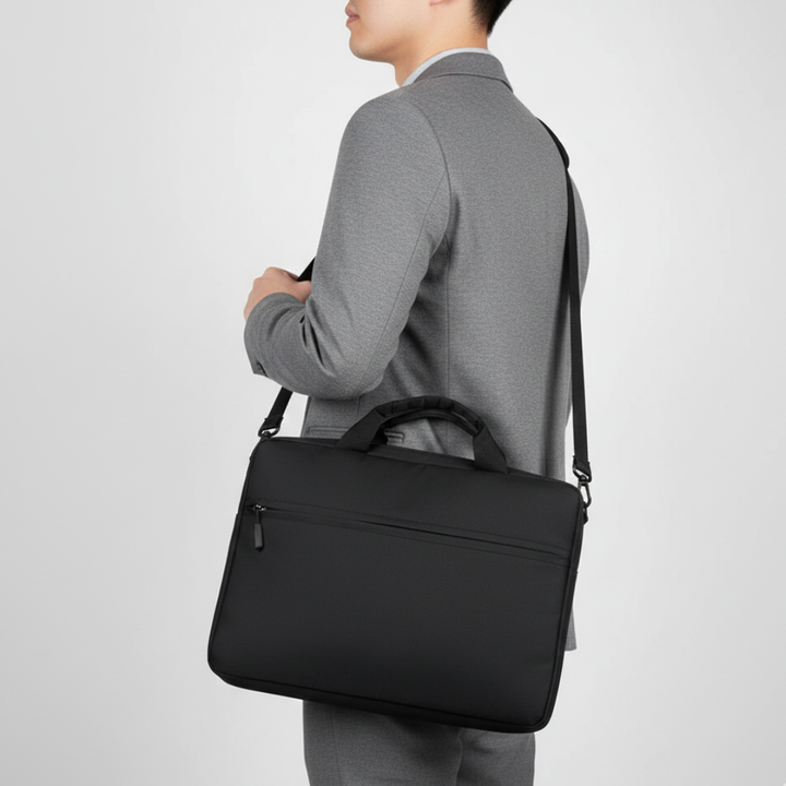 Unisex tech bag being carried by a professional on the go