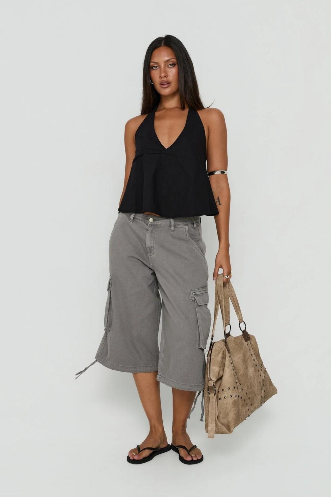 Y2K fashion inspired women's cargo shorts styled for summer