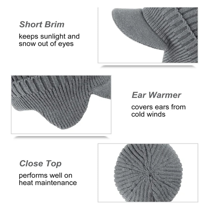 Side view of unisex winter beanie showing earflap coverage